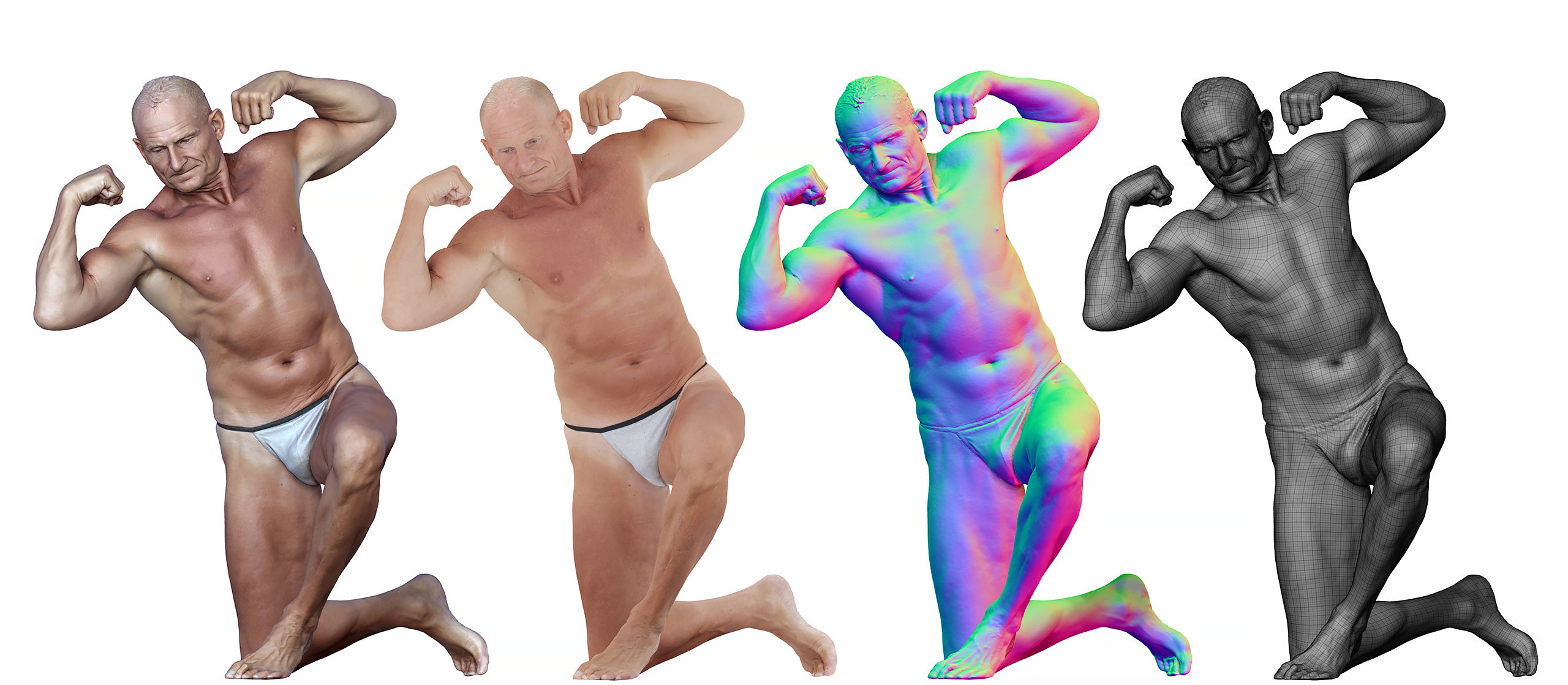 ZBrush Male Anatomy 3d reference scan shaders